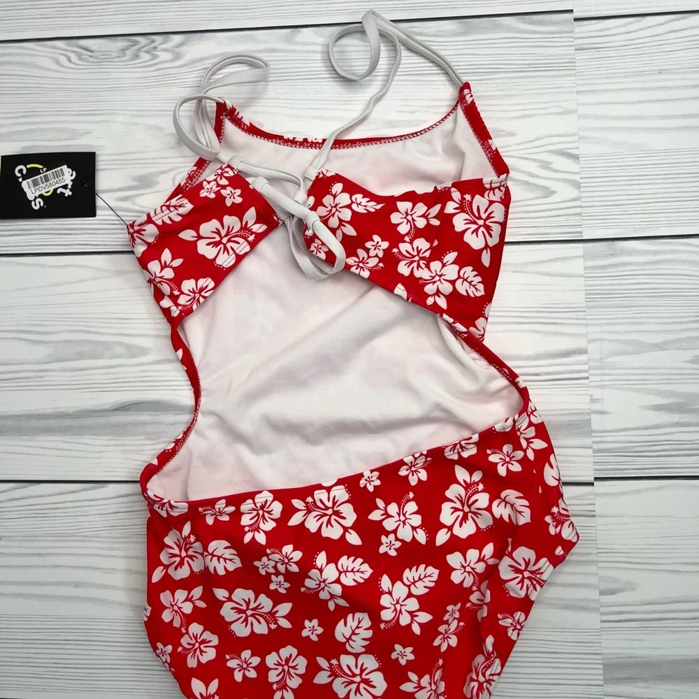 Girls' 'Hawaiian Retreat with Sarong Swimwear Set, class Red
